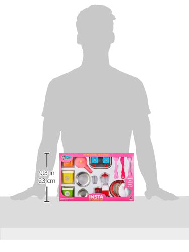Insta kitchenset Kitchenware Set Toy Non Toxic Plastic and Stainless Steel Cooking Accessories for Girls Age 3 Years Plus