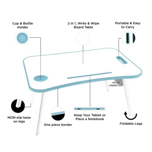 Storio Alloy Steel Multipurpose Table for Home Office Or Writing Desk/Folding Table for School and Study/Convenient Folding Study Table/Adaptable Work-from-Home Table- Sky Blue