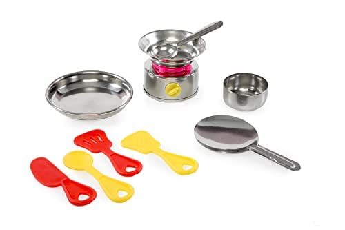 Storio Welcome Kitchen Set - 10 Pieces Cute Mini Toy Kitchen Stainless Steel Utensils Non Toxic Indian Kitchen Set for Girls Age 3 Years Plus no Sharp Edges
