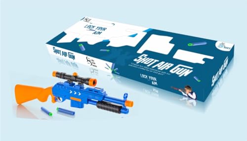 Storio Toys Blaze Storm Manual Soft Suction Bullet Gun Toy with 10 Safe Soft Foam Bullets, Fun Target Shooting Battle Fight Game for Kids Boys