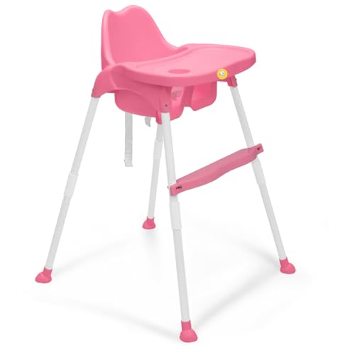 Storio 4 in 1 Convertible Baby High Chair with footrest, Convertible to Hgh Chair, Low Chair, & Booster Seat | Baby Dining Chair with Footrest and Tray - Pink