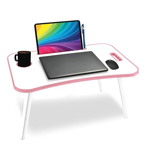 Storio Alloy Steel Multipurpose Table for Home Office Or Writing Desk/Folding Table for School and Study/Convenient Folding Study Table/Adaptable Work-from-Home Table- Pink