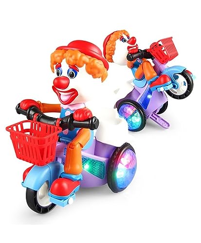 Storio Bump and Go Joker Dancing Tricycle Toy with Music and Light Activity Play Center Toy 360 Degree Rotating with Flashing Lights Action Toys for Kid