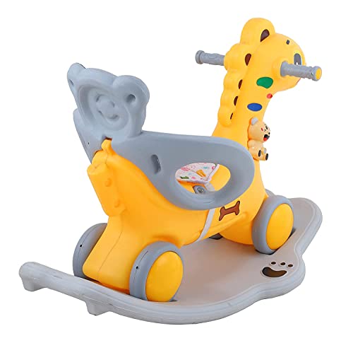Storio Rio Ride-on 3 in 1 Baby Horse Rider for Kids | Baby Birthday Gift for Baby 1 Year to 5 Year |Horse for Baby, Rocker, Swing - Indoors and Outdoors Toy Suitable for Boys & Girls (Yellow)