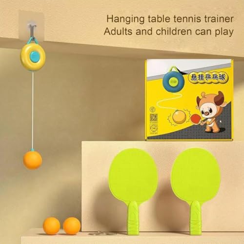 Storio Hanging Table Tennis Trainer Ball Set Ping Pong Indoor Games for Kids | Interactive Fun with 2 Rackets and 5 Balls