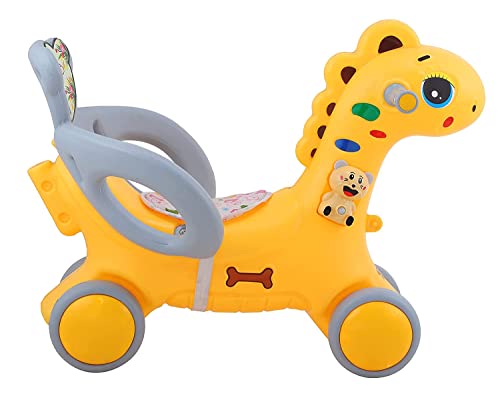Storio Rio Ride-on 3 in 1 Baby Horse Rider for Kids | Baby Birthday Gift for Baby 1 Year to 5 Year |Horse for Baby, Rocker, Swing - Indoors and Outdoors Toy Suitable for Boys & Girls (Yellow)