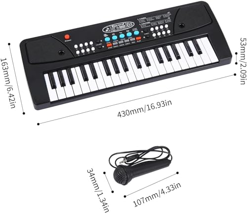 Storio Musical Sound Toys 37 Key Piano Keyboard Toy with Recording and Mic and Adapter for Power | 8 Rhythms 8 Tones 6 Demos Portable Electronic Keyboard Toy Beginners Age 3 to 5 Years Boys Girls