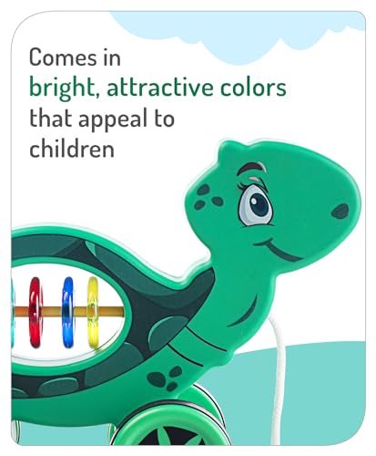 Storio Baby Products Pull Along Toddler Toy, Pull Along Toy with Attractive Design, Developmental Toy for 1 Year Old Girl Boy - Turtle