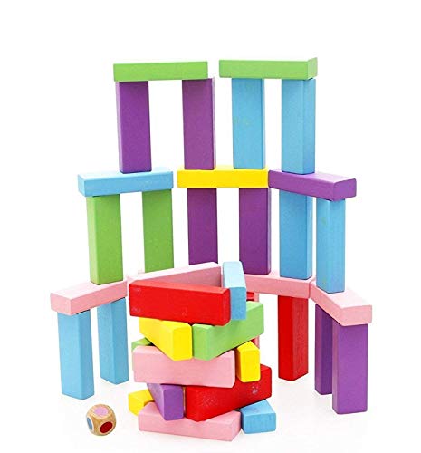 Storio Toys & Games Tumbling Tower Game for Kids and Adults, Wooden Blocks with Dices Game|Stacking Game Challenging Maths Game