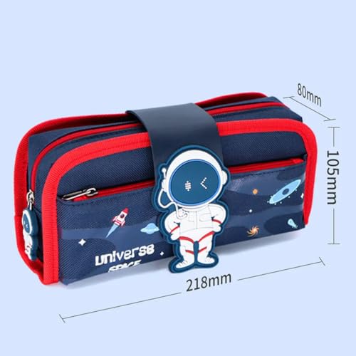 Storio Space Astronaut Pencil Case Large Capacity Pen Bag,Cute Cartoon Stationery Organizer Detachable Zipper Pen Pouch,Polyester Storage Box for Boys Girls Teen Student - Multicolor