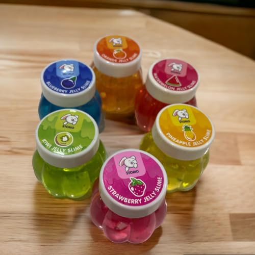 Storio Non Sticky Safe Fruit Scented DIY Toy Slimy Slime Gel Jelly Putty Set Art kit Toys for Boys Girls Kids Slime - Set of 6