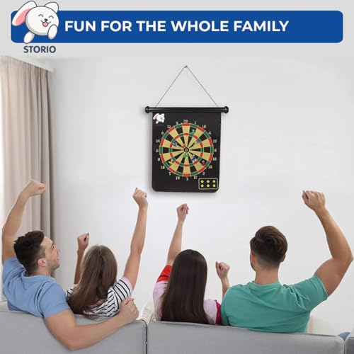 Storio Magnet Dart Board Game for Kids,Double Sided Magnet Dart Board with Darts, Size- 12 Inches