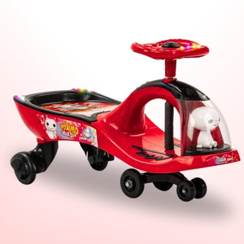 Storio Swing Ride on & Car for Kids with Music & Horn Steering, Push Car for Baby with Backrest, Safety Guard, Under Seat Storage & Big Wheels, Ride on for Kids 0 1 to 3 Years Upto 25 Kgs - Red