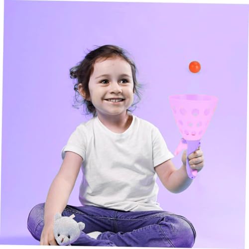 Storio Toys Click and Catch Twin Ball Launcher Game with 3 Balls Indoor Outdoor Toy Set, Pop & Catch Ball Play Fun for Boys & Girls - Pink & Purple