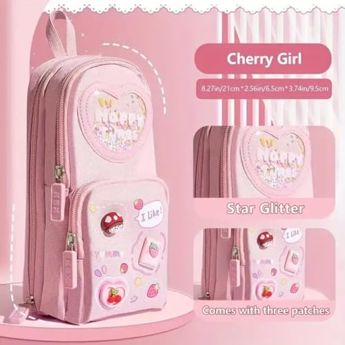 Storio Premium Pencil Case 6 Layer with 3 Compartment Cute Aesthetic Pencil Case for Girls Large Capacity Pencil Pouch Multifunctional Pouch for School Kids Cute Stationary Gift - Pink