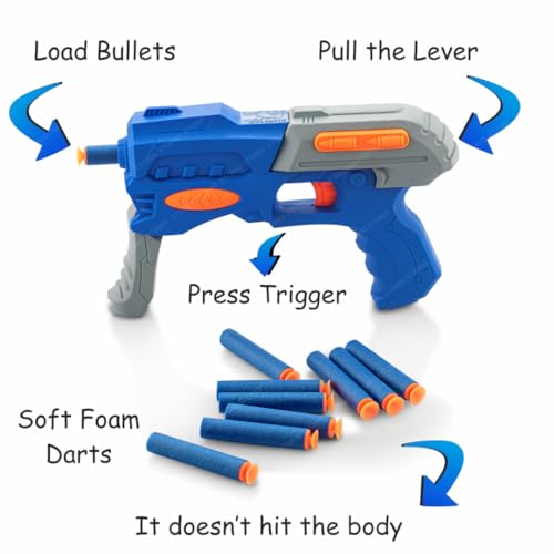 Storio EVO Sniper Hot Fire Gun Toy with 10 Safe Soft Foam Bullets, Fun Target Shooting Battle Fight Game for Kids Boys - Blue