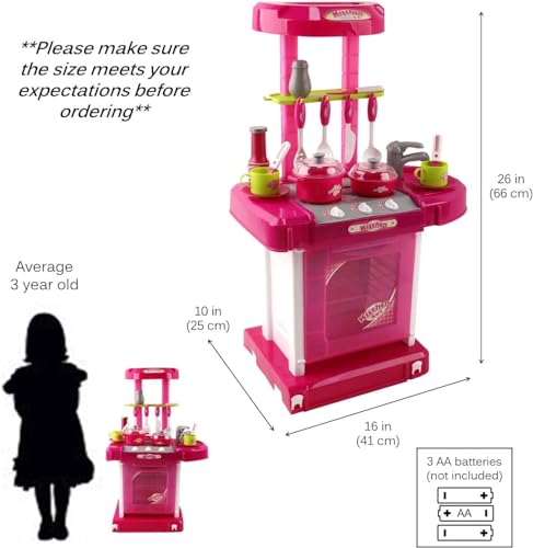 Storio Toys Kitchen Set for Kids Girls Big Cooking Set Light and Sound Pretend Play Toy Battery Operated with Accessories