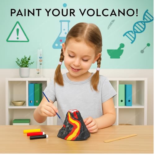 Storio Volcano Eruption DIY Science Kit for Kids | Make Your Own Volcano with Mold, Gypsum & Paint | Fun Learning Activity for Boys & Girls Age 5+ | STEM Educational Experiment Kit