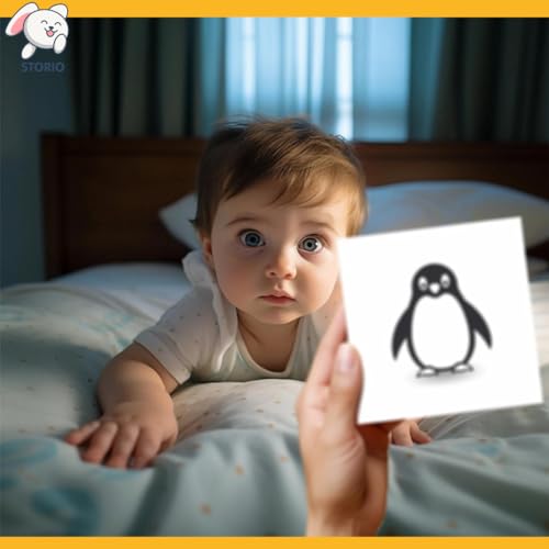 Storio New Born Gift Set Black and White Flash Cards for Babies & Infants with Super Cute Rattles Set of 3 | High Contrast | Visual Stimulation & Sensory Development for 0 to 12 Months, 48 Pictures