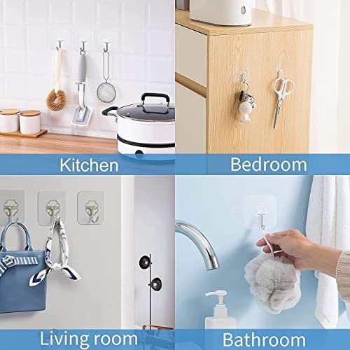 Storio Strong Wall Hooks - Set of 10 Adhesive Hooks for Wall Hanging Without Drilling - Wall Hangers for Clothes, Clips, Stickers, and Photo Frames