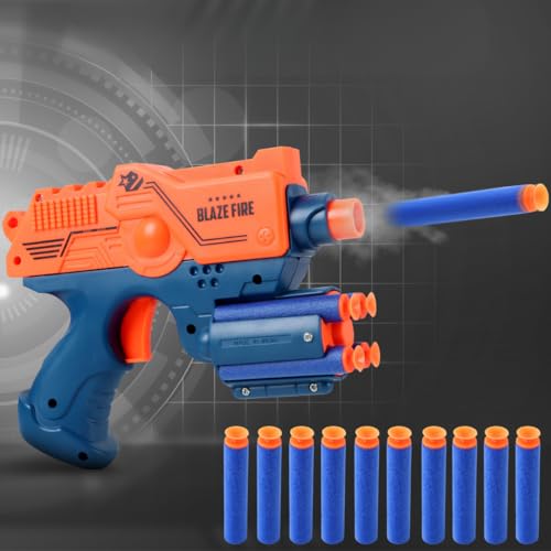 Storio Blaze Fire Storm Soft Bullet Gun Toy with 10 Safe Soft Foam Bullets, Fun Target Shooting Battle Fight Game for Kids Boys (SMG2)