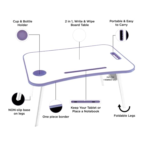 Storio Alloy Steel Multipurpose Table for Home Office Or Writing Desk/Folding Table for School and Study/Convenient Folding Study Table/Adaptable Work-from-Home Table- Purple
