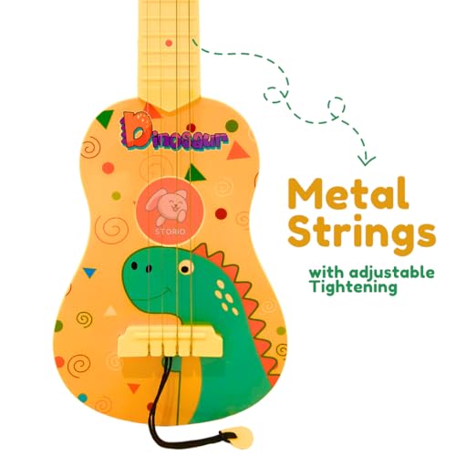 Storio Guitar Toy Ukulele Toy 4 Strings Early Educational Instruments Dinosaur Musical Gift Musical Instruments Toys for Kids Toddlers Year of 3+