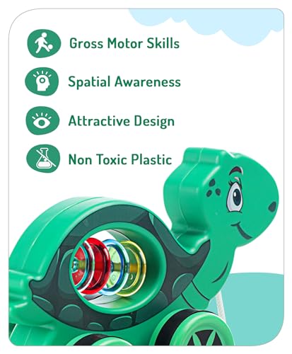 Storio Baby Products Pull Along Toddler Toy, Pull Along Toy with Attractive Design, Developmental Toy for 1 Year Old Girl Boy - Turtle