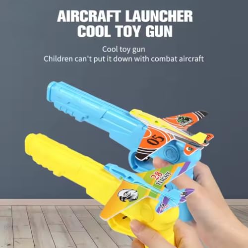 Storio Airplane Launcher Gun Toy for Kids | Foam Glider Planes with Easy Launch Shooting Gun | Safe & Durable Plastic | Outdoor Flying Toy for Boys & Girls Age 3+ | Fun Gift for Kids