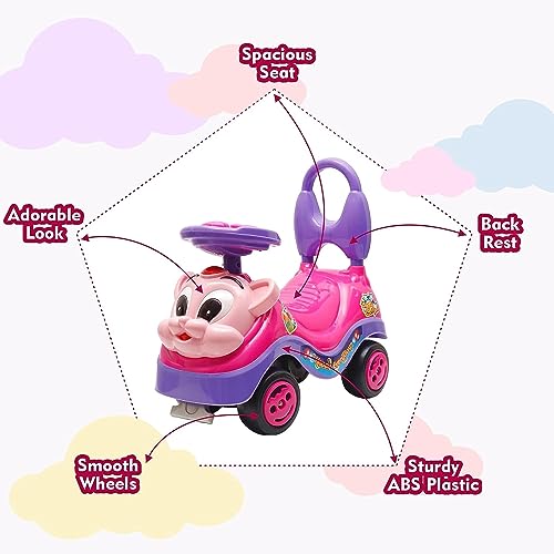 Storio Ride on & Car for Kids with Music & Horn Steering, Push Car for Baby with Backrest, Safety Guard & Big Wheels, Ride on for Kids 1,2,3,4,5 Years (Blue)