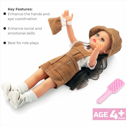 Storio Ahnna Dolls for Girls Age 5-10 Gudiyaa Doll Set with Movable Joints & Accessories Girl Toys (Random Dress Color/Design) - 33cm