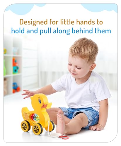 Storio Baby Products Pull Along Toddler Toy, Pull Along Toy with Attractive Design, Developmental Toy for 1 Year Old Girl Boy - Duck