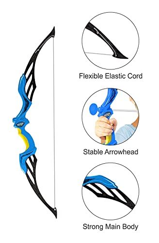 Storio Kids Bow & Arrow Toy | Archery Set for Boys and Girls, Outdoor Hunting Game with 3 Suction Cup Arrows, Target & Quiver | Target Game Perfect for Kids - Blue