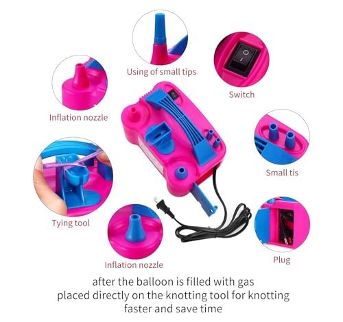 Storio High-Power Electric Balloon Inflator with Dual Nozzles - Ideal for Wedding Parties, Multi-Color