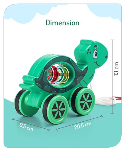 Storio Baby Products Pull Along Toddler Toy, Pull Along Toy with Attractive Design, Developmental Toy for 1 Year Old Girl Boy - Turtle