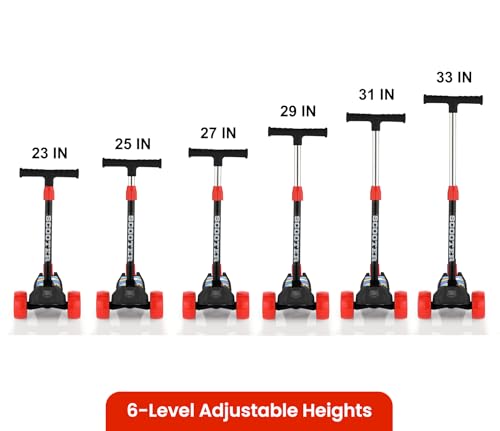 Storio Kick Scooter with Adjustable Height|Foldable Scooter|Skate Scooter for Kids with PVC Wheel|Age Upto 2-12 Years- Max User weight-60 kg, Red & Black