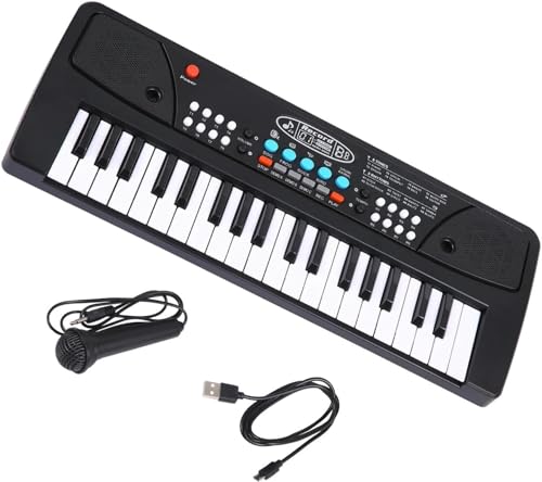 Storio Musical Sound Toys 37 Key Piano Keyboard Toy with Recording and Mic and Adapter for Power | 8 Rhythms 8 Tones 6 Demos Portable Electronic Keyboard Toy Beginners Age 3 to 5 Years Boys Girls