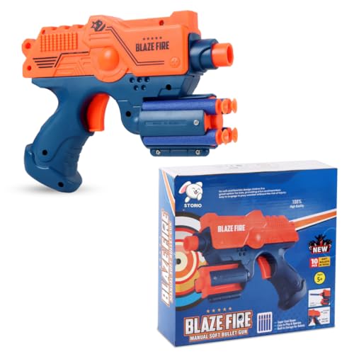 Storio Blaze Fire Storm Soft Bullet Gun Toy with 10 Safe Soft Foam Bullets, Fun Target Shooting Battle Fight Game for Kids Boys (SMG2)