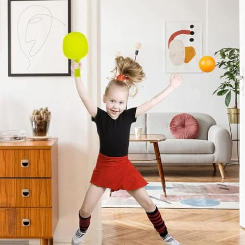 Storio Hanging Table Tennis Trainer Ball Set Ping Pong Indoor Games for Kids | Interactive Fun with 2 Rackets and 5 Balls