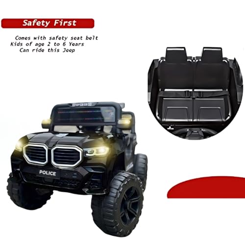 Storio Premium Rechargeable Baby Battery-Powered Electric Car Jeep for Kids – Electric Ride-On Car Toy with Bluetooth Music & Lights – Dual Control Mode for Ages 2 to 5 Year - Black