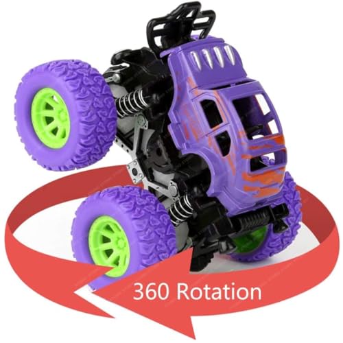 Storio Pack of 2 4x4 Friction Powered Mini Monster Trucks for Boys 3-7 Years | Durable Alloy & Non-Toxic Plastic Car Toys | Educational Toy Vehicles with Non-Slip Tires | Gift for Kids