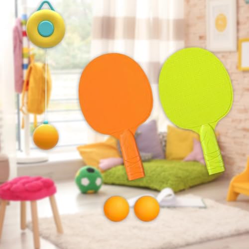 Storio Hanging Table Tennis Trainer Ball Set Ping Pong Indoor Games for Kids | Interactive Fun with 2 Rackets and 5 Balls