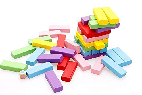 Storio Toys & Games Tumbling Tower Game for Kids and Adults, Wooden Blocks with Dices Game|Stacking Game Challenging Maths Game