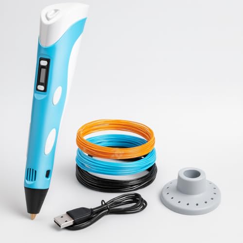 Storio 3D Pen with Adapter| 3D Pen for Kids| 3D Pen with 3 * 1.75MM PLA Filaments 10m Each| 3D Printing Pen | 3D Pen Set with PLA Filament Included - Ready to Create, Blue
