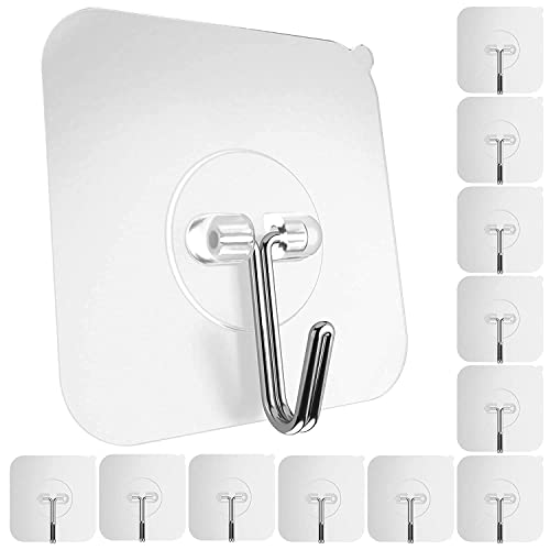 Storio Strong Wall Hooks Set of 10 Adhesive Hooks for Wall Hanging W