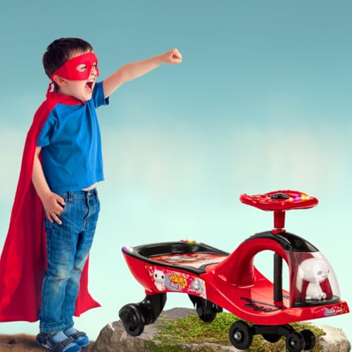 Storio Swing Ride on & Car for Kids with Music & Horn Steering, Push Car for Baby with Backrest, Safety Guard, Under Seat Storage & Big Wheels, Ride on for Kids 0 1 to 3 Years Upto 25 Kgs - Red