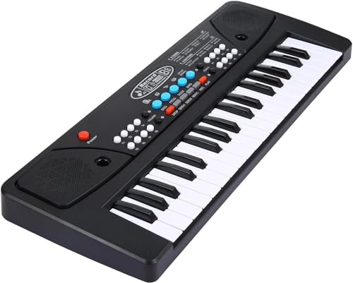 Storio Musical Sound Toys 37 Key Piano Keyboard Toy with Recording and Mic and Adapter for Power | 8 Rhythms 8 Tones 6 Demos Portable Electronic Keyboard Toy Beginners Age 3 to 5 Years Boys Girls