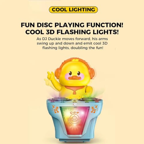 Storio Bump and Go DJ Duck Dancing Toy with Music and Light Activity Play Center Toy 360 Degree Rotating with Flashing Lights Action Toys for Kids