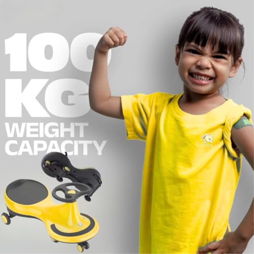 Storio Kids Magic Swing Car Twister Ride On | Toy Car with PU Wheels | Toy Car for 3 to 5 Years | Push Ride on Baby Car,100 Kg Capacity | Birthday Gift for Kids Boys and Girls - Yellow