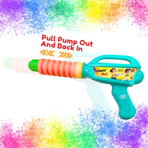Storio Holi Water Toy Gun with Pressure Mechanism for Long Throw, Back Holding Tank, Back Holding Tank - Chhota Bhim